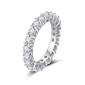 Eternity Moissanite Ring Band Solid Silver w/Platinum Plating